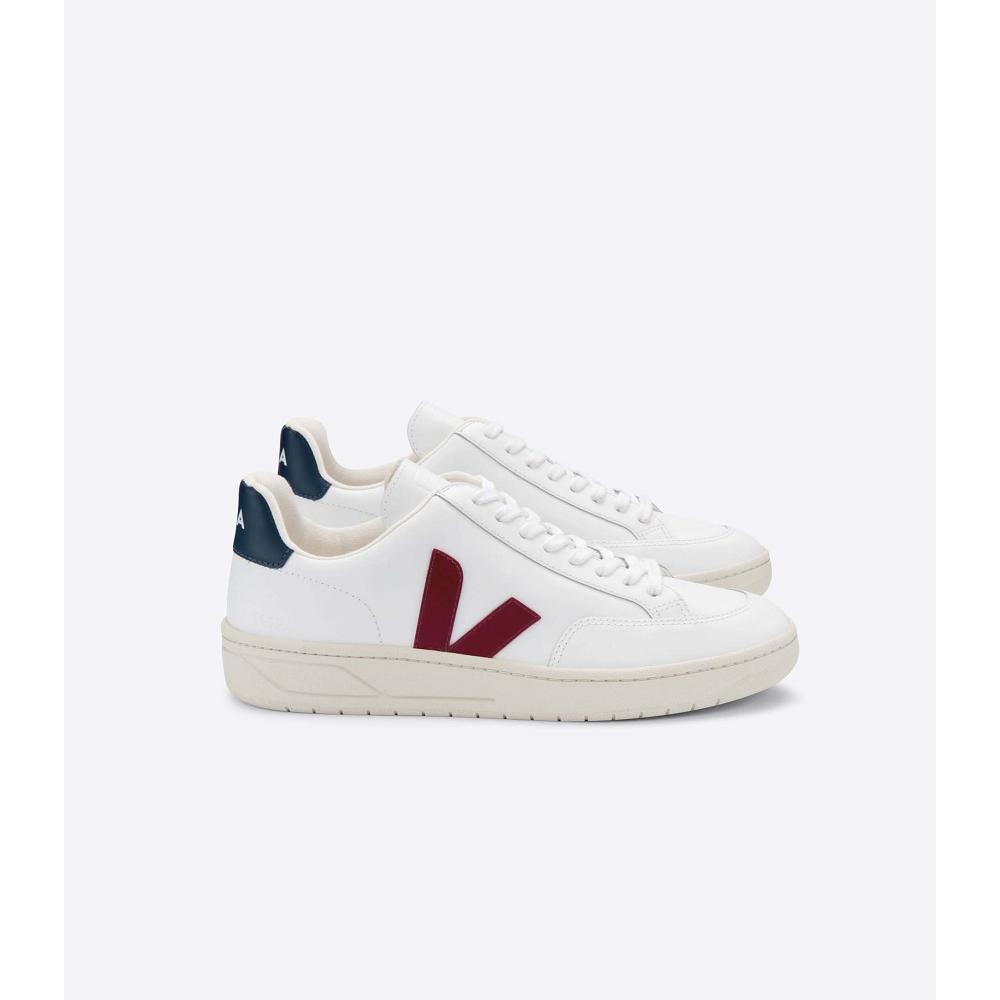 Veja V-12 LEATHER Tenisky Panske White/Red | SK 341PJJ